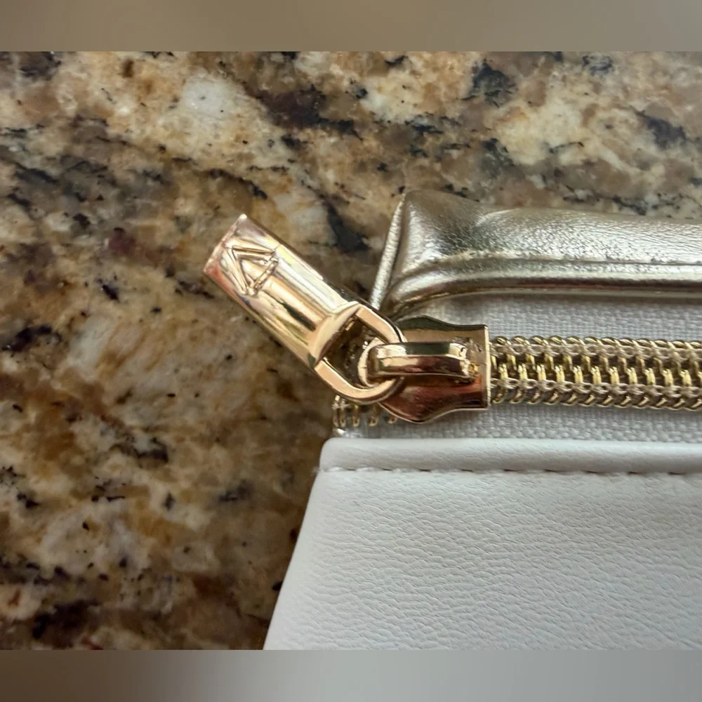 Valmont Cream Cosmetic Bag with Gold Accents - Picture 3 of 4